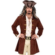 Adult Brown Faux Suede Pirate Captain Coat Medium / Large | Historical Costume Jacket