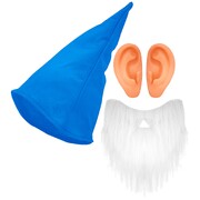 Blue Dwarf Gnome Costume Set - Hat Beard & Ears One Size