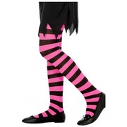 Child Pink & Black Stripe Halloween Tights (6-12 Years) Pk 1
