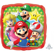 Super Mario Bros 17in. Square Foil Balloon Pk 1