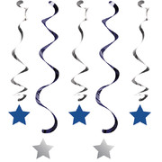 Blue & Silver One Little Star (Boy) Dizzy Dangler Decorations Pk 5