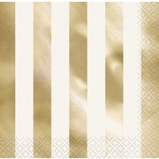 Gold Foil Stripe 2 Ply Lunch Napkins Pk 16