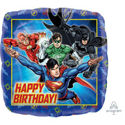 Justice League Happy Birthday Square 17in. Foil Balloon Pk 1