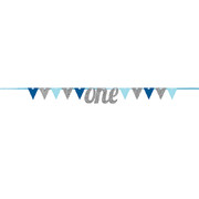 One Blue with Silver Glitter Pennant Flag Banner (2.74m) Pk 1