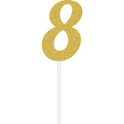Gold Glitter Number 8 Cake Topper Decoration Pk 1