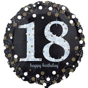 Black & Silver Holographic 18th Birthday Foil Balloon (18in. / 45cm) Pk 1