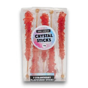 Red Strawberry Flavour Sugar Crystal Sticks 110g Pk 5