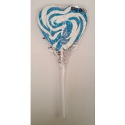 Blue Swirl Mega Heart Pop Lollipop (85g) Pk 24
