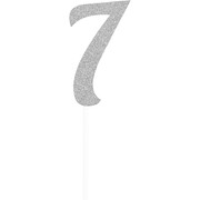 Silver Glitter Number 7 Cake Topper Decoration Pk 1