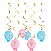 Gender Reveal Balloons Themed Dizzy Dangler Decorations Pk 5 