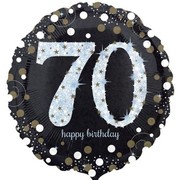 Black & Silver Holographic 70th Birthday Foil Balloon (18in. / 45cm) Pk 1