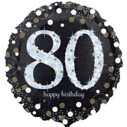 Black & Silver Holographic 80th Birthday Foil Balloon (18in. / 45cm) Pk 1