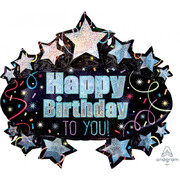 Happy Birthday To You Holographic Supershape Foil Balloon (78cm x 71cm) Pk 1