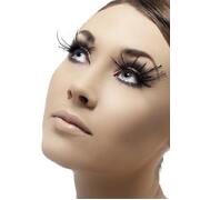 Fake Eyelashes Black With Feather Plume & Glue