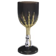 Halloween Black Plastic Gothic Wine Glass with Skeleton Hand Pk 1