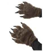 Brown Hairy Monster Hand Costume Gloves with Claws (1 PAIR)