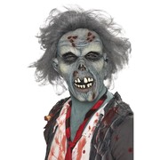 Halloween Decaying Zombie Latex Mask with Grey Hair Pk 1