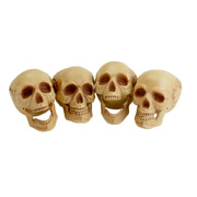 Halloween Plastic Skull Decorations with Movable Jaw (Pk 4)