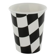 Cups 9oz Black Check Pk8 
