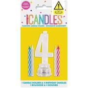 Number 4 Flashing Cake Candle Holder & Candles