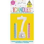 Number 7 Flashing Cake Candle Holder & Candles