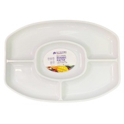 White Plastic Rectangle 4 Section Compartment Platter (46cm x 33cm) Pk 24