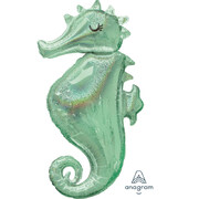 Holographic Seahorse Foil Supershape Balloon Pk 1