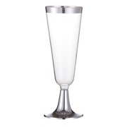 Clear Reusable Silver Rim & Base Champagne Flutes 145ml (Pk 12)