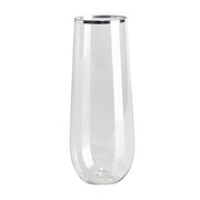 Stemless Silver Rim Champagne Glasses Flutes Reuseable 250ml Pk 6