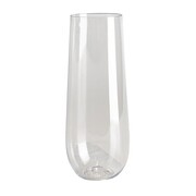 Stemless Clear Champagne Glasses Flutes Reuseable 250ml Pk 6