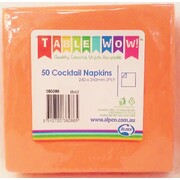 Orange 2 Ply Cocktail Napkins Pk 50