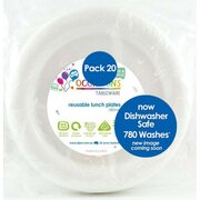 Reusable White Plastic Lunch Plates 18cm (Pk 20)