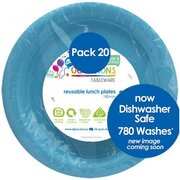 Reusable Light Blue Plastic Lunch Plates 18cm (Pk 20)
