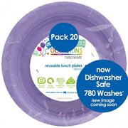 Reusable Lavender Plastic Lunch Plates 18cm (Pk 20)