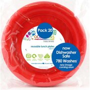 Reusable Red Plastic Lunch Plates 18cm (Pk 20)