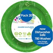 Reusable Lime Green Plastic Lunch Plates 18cm (Pk 20)