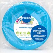 Reusable Azure Blue Plastic Lunch Plates 18cm (Pk 20)