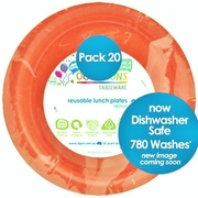 Reusable Orange Plastic Lunch Plates 18cm (Pk 20)