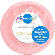 Reusable Light Pink Plastic Dinner Plates 23cm (Pk 20)