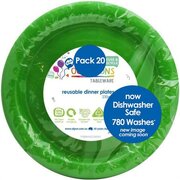 Reusable Lime Green Plastic Dinner Plates 23cm (Pk 20)