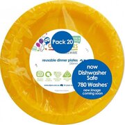 Reusable Yellow Plastic Dinner Plates 23cm (Pk 20)