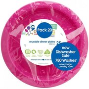 Reusable Magenta Pink Plastic Dinner Plates 23cm (Pk 20)