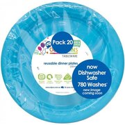 Reusable Azure Blue Plastic Dinner Plates 23cm (Pk 20)