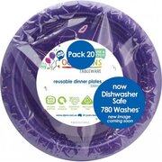 Reusable Purple Plastic Dinner Plates 23cm (Pk 20)
