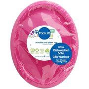 Reusable Large Magenta Pink Oval Plastic Plates (Pk 20)