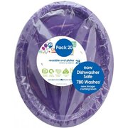Reusable Large Purple Oval Plastic Plates (Pk 20)