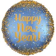 Satin Navy & Gold Happy New Year Foil Balloon (18in, 45cm)