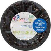 Reusable Black Plastic Bowls 18cm (Pk 20)