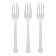 Reusable White Plastic Forks 18cm (Pk 20)