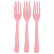 Reusable Light Pink Plastic Forks 18cm (Pk 20)